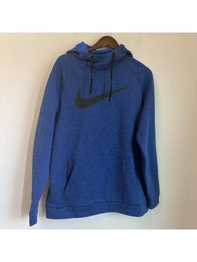 Nike Therma-Fit Blue Heathered Black Swoosh Pullover Hoodie Men’s Size Large